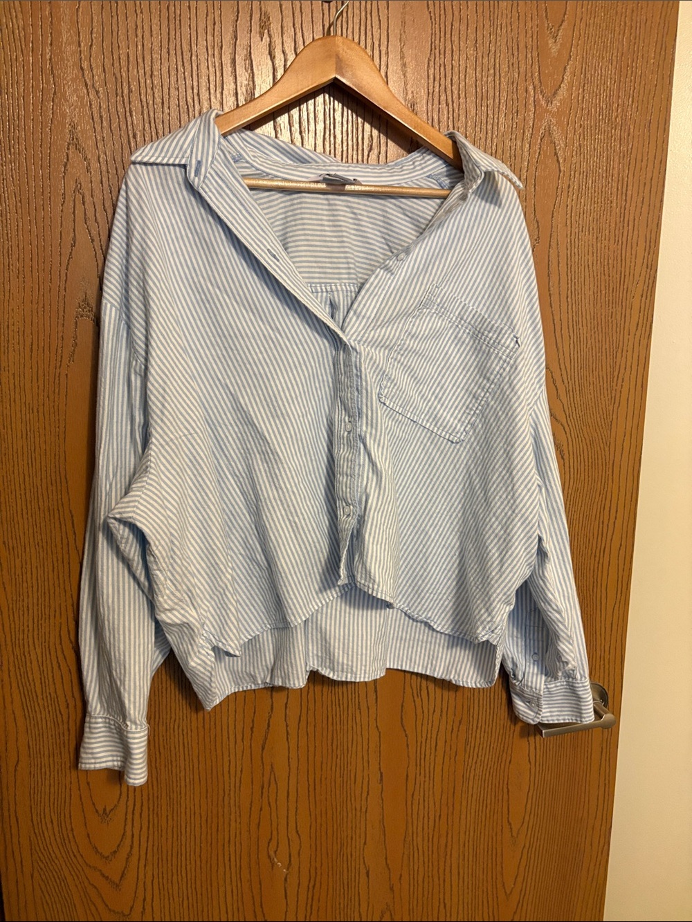 Cropped stripe button down